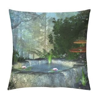 Personality  Fairy Secret Blue Pond In The Middle Of An Enchanted Forest Pillow Covers