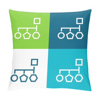 Personality  Block Scheme Of Basic Geometrical Shapes Flat Four Color Minimal Icon Set Pillow Covers