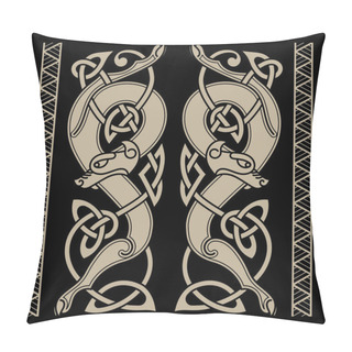 Personality  Wolfs In Celtic Style And Celtic Pattern Pillow Covers