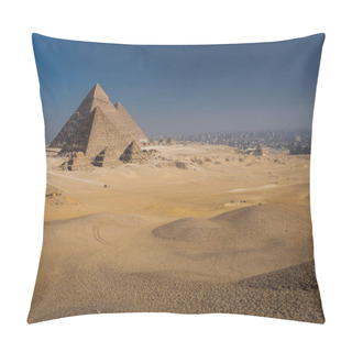 Personality  Egypt. Cairo - Giza. General View Of Pyramids  Pillow Covers