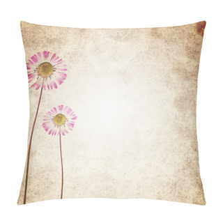 Personality  Old Vintage Paper Texture Background With Dry Flowers Pillow Covers