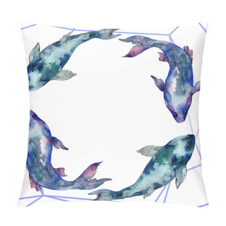 Personality  Spotted Aquatic Underwater Colorful Fish Set. Red Sea And Exotic Fishes Inside. Watercolor Background Illustration Set. Watercolour Drawing Fashion Aquarelle Isolated. Frame Border Ornament Square. Pillow Covers