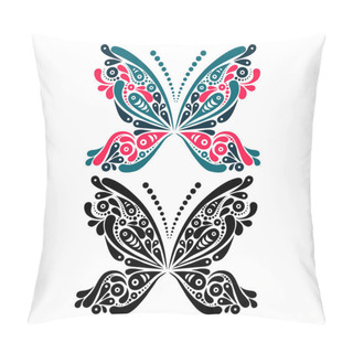 Personality  Beautiful Butterfly Tattoo. Artistic Pattern In Butterfly Shape. Pillow Covers