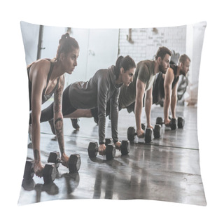 Personality  Sportspeople Doing Pushups At Gym Pillow Covers