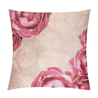 Personality  Wedding Background In Pink With Roses And Bokeh Pillow Covers