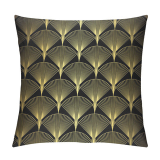 Personality  Art Deco Pattern. Vector Background In 1920s Style. Gold Black Texture. Fan Or Palm Leaf Shape Pillow Covers