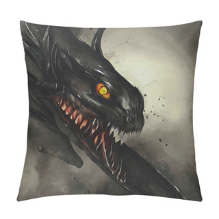 Personality  Black Serpent With Open Mouth, Close-up, Dark Atmosphere Pillow Covers