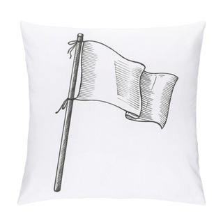 Personality  Hand Drawn White Flag Isolated On Background Pillow Covers