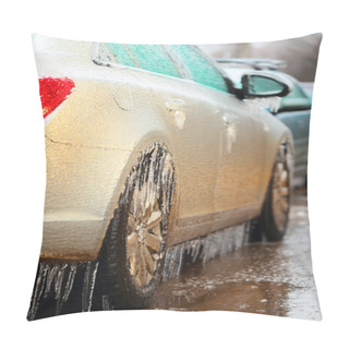 Personality  Car Side Covered With Ice, Close Up Pillow Covers