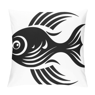 Personality  Fish - Black And White Vector Illustration Pillow Covers