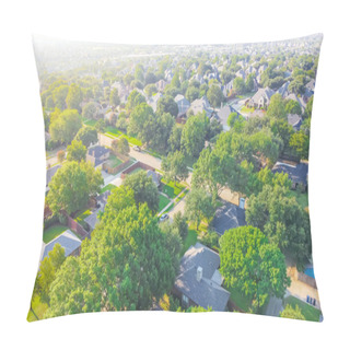 Personality  Aerial View Urban Sprawl Subdivision Near Dallas, Texas, USA Row Of Single Family Homes Large Fenced Backyard Pillow Covers