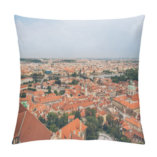 Personality  Aerial View Of Prague Cityscape With Beautiful Architecture, Charles Bridge And Vltava River Pillow Covers