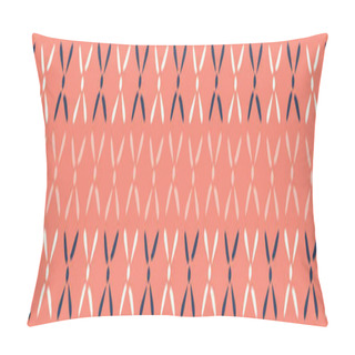 Personality  Hand Drawn Coral Blue Cross Dot Blossom. Seamless Vector Border. Trendy Stylish Geometric All Over Print Illustration For Modern Gift Wrapping Or Summer Fashion Banner Ribbon Or Washi Tape. Pillow Covers