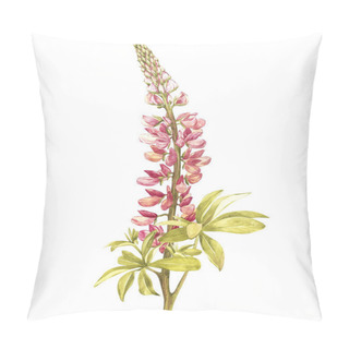 Personality  Illustration In Watercolor Of Lupine Flower. Floral Card With Flowers. Botanical Illustration. Pillow Covers