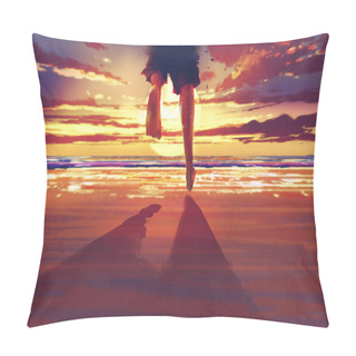 Personality  Man Feet Running On The Beach At Sunrise Pillow Covers