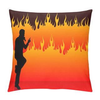 Personality  Singer Performing On Fire Background Pillow Covers