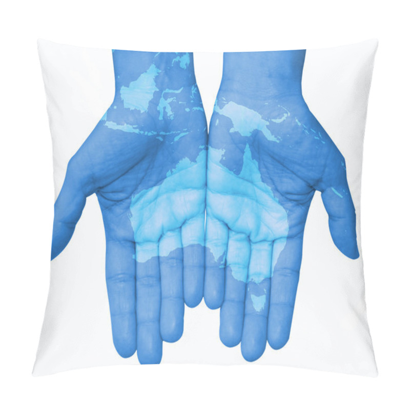 Personality  The World In Your Hands, Map, Australia, Oceania Pillow Covers