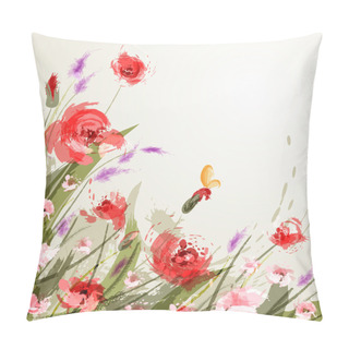 Personality  Background With Meadow Flowers Pillow Covers