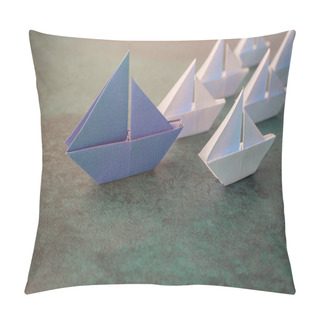 Personality  Origami Paper Ships, Leadership Business Concept. Pillow Covers