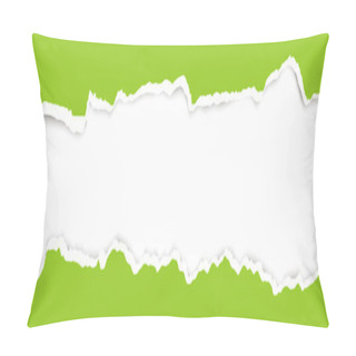 Personality  Upper And Lower Part Of Ripped Open Paper Colored Green Pillow Covers