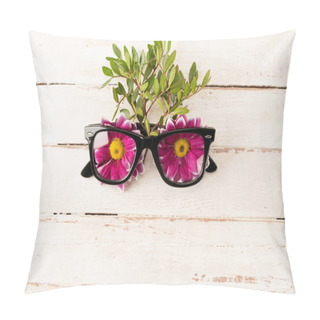 Personality  Eyeglasses And Pink Flowers Pillow Covers