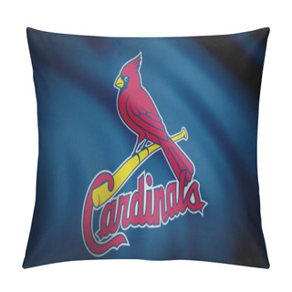 Personality  USA - NEW YORK, 12 August 2018: Waving Flag With St. Louis Cardinals Professional Team Logo. Close-up Of Waving Flag With Baseball St. Louis Cardinals Club Logo, Seamless Loop. Editorial Footage Pillow Covers