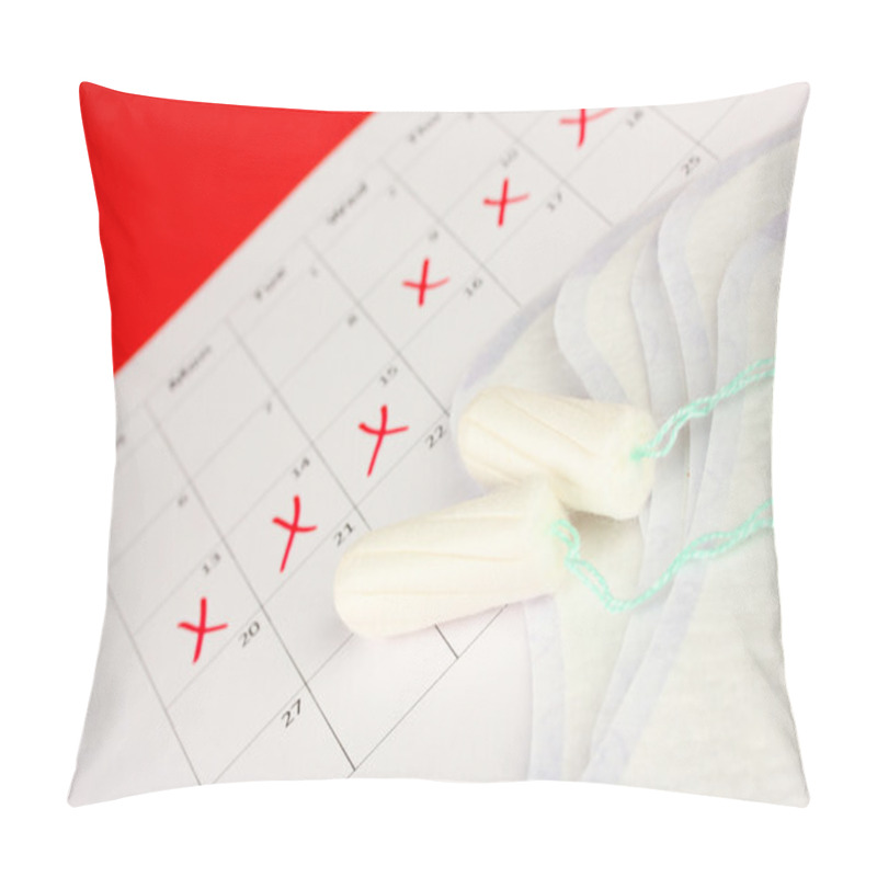 Personality  Menstruation Calendar With Sanitary Pads And Tampons, Close-up Pillow Covers