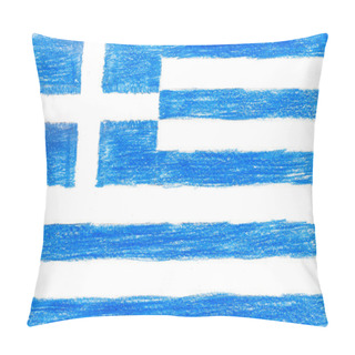 Personality  Greece Flag, Pencil Drawing Illustration Kid Style Photo Image Pillow Covers