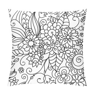 Personality  Zentangle Inspired Floral Textile Pattern With Ornamental Flowers And Leaves. Colorful Hippie Style Seamless Herbal Texture With Oriental Boho Chic Motives. Pillow Covers