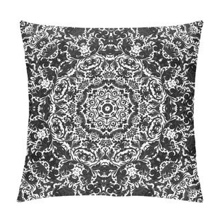 Personality  Stylized Flowers Oriental Wallpaper Retro Seamless Abstract Background Vector, Decoration Tile Print Oriental Tribal Floral Ornament, Arabesque Floral Pattern Tile. Black And White, One Color Print Pillow Covers