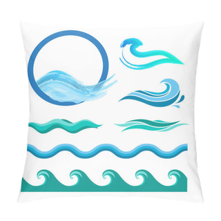 Personality  Set Of Blue Ocean Waves.  Pillow Covers