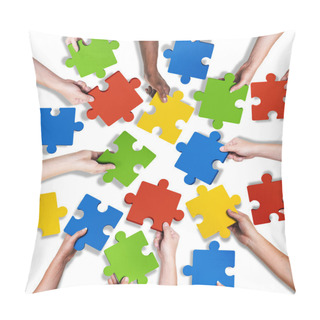 Personality  Diverse Hands Holding Jigsaw Puzzle Pillow Covers