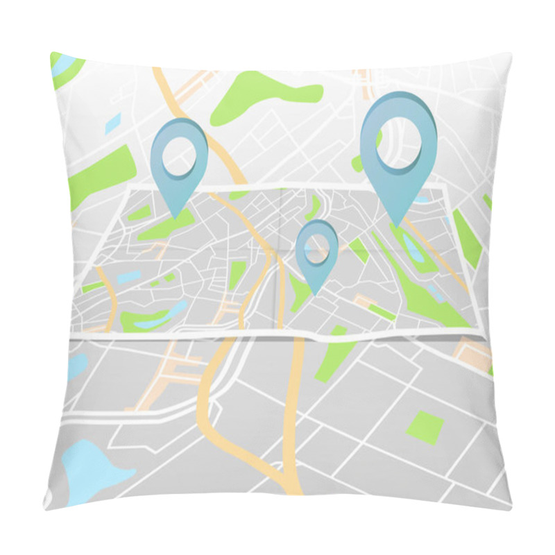 Personality  City map with marker pin. Abstract district city map design. Vector illustration. pillow covers