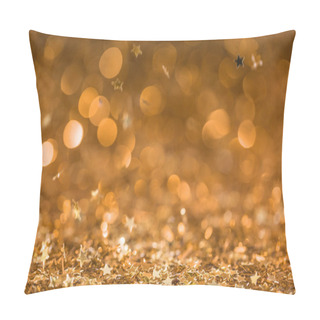 Personality  Christmas Background With Falling Golden Shiny Confetti Stars  Pillow Covers