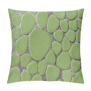 Personality  Full Frame Image Of Decorated Green Stone Wall Background  Pillow Covers