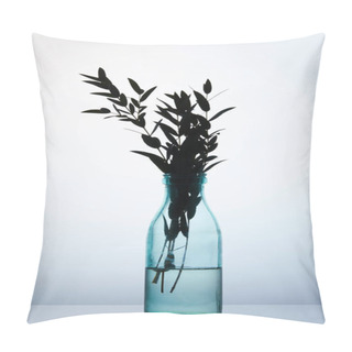 Personality  Silhouette Of Branches In Glass Vase On Reflective Surface Pillow Covers