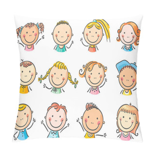 Personality  Happy Cartoon Kids Faces Pillow Covers