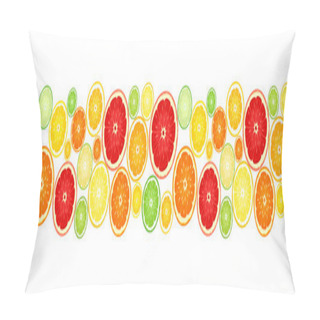 Personality  Horizontal Seamless Background With Citrus Fruits. Vector Illustration. Pillow Covers