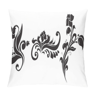 Personality  Tree Blossom Floral With Curly Leaves. Abstract Vector Silhouette Of Delicate Flowers. Pillow Covers