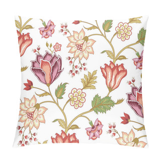 Personality  Chintz Pattern With Tulip On The White Background Pillow Covers