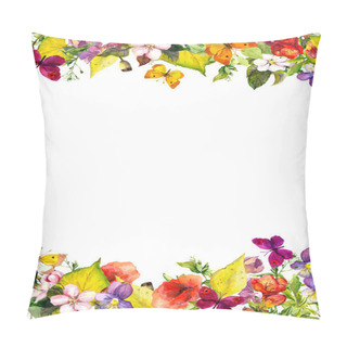 Personality  Autumn Garden: Yellow Leaves, Flowers. Floral Seamless Pattern. Watercolor Pillow Covers