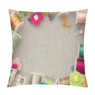 Personality  Border Made Of Bobbins And Other Sewing Materials Pillow Covers