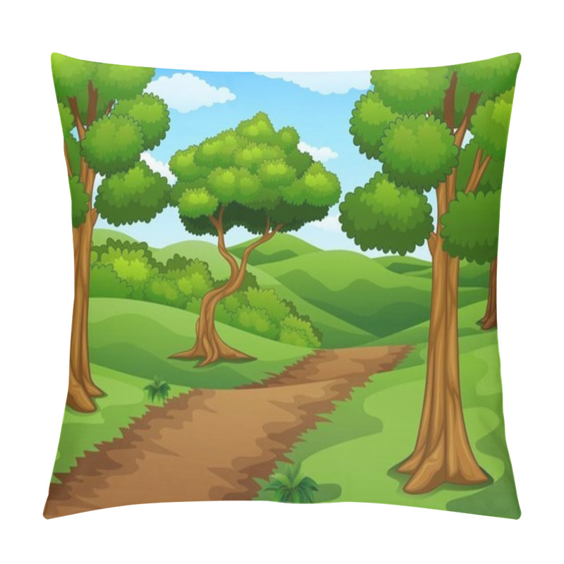 Personality  Forest scene with dirt trail pillow covers