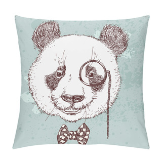 Personality  Vintage Sketch  Illustration Of Panda Bear Pillow Covers