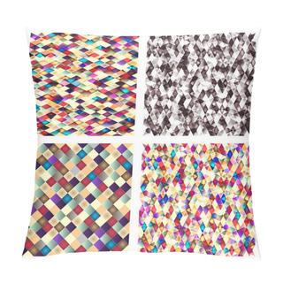 Personality  Set Of Geometric Tiles With Colored  Rhombus. Pillow Covers