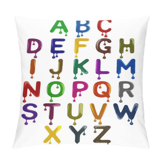 Personality  The Latin Alphabet Is Made Up Of Colorful Letters With Drops  Pillow Covers