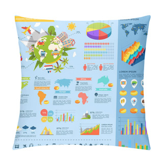 Personality  Travel Flat Infographic Pillow Covers