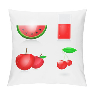 Personality  Vector Illustration Of Juice, Watermelon, Apple And Cherry Pillow Covers