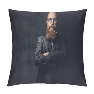 Personality  Redhead Bearded Male In A Suit. Pillow Covers