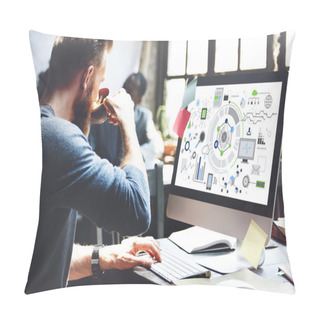 Personality  Man And Information Technology Concept Pillow Covers